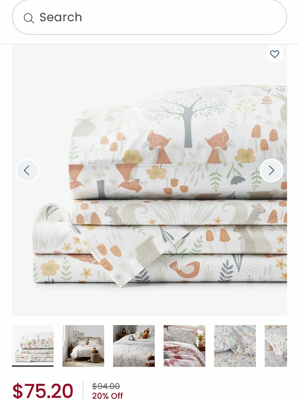 The Company Store Fox & Tree Duvet Cover, flat sheet, and shams(x3), bed skirt